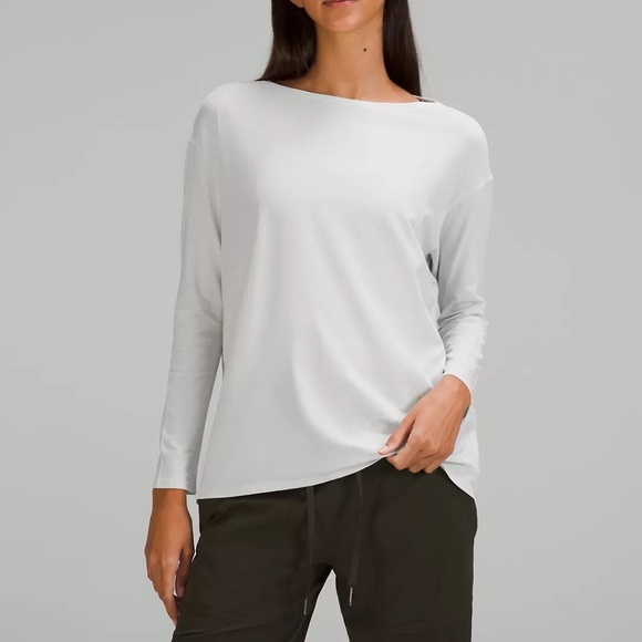 Lululemon Back in Action Long-Sleeve Shirt in Vapor- 4 - Picture 1 of 3